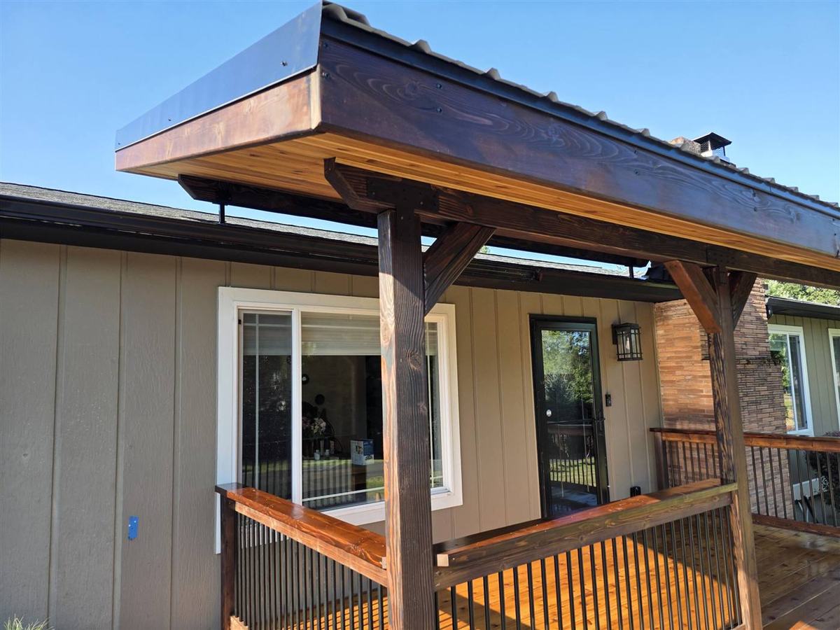 Custom timber deck cover built by Reno Masters LLC in Columbia County