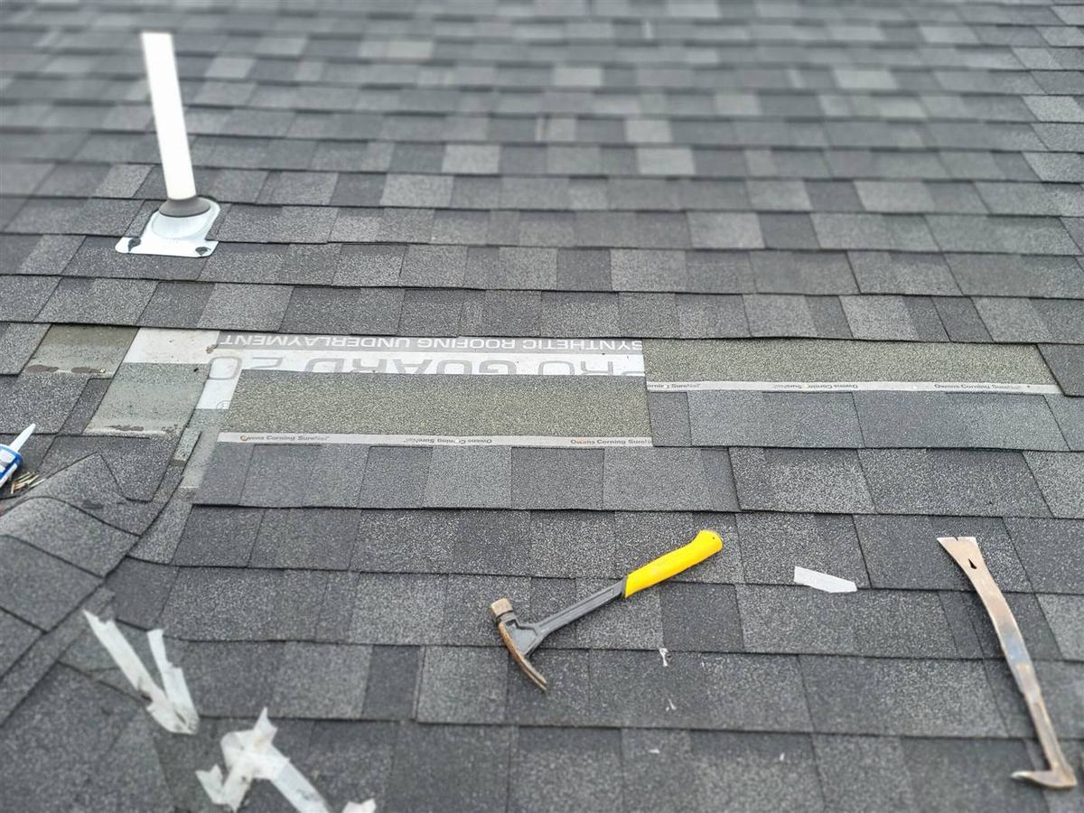 Roof replacement in progress by Reno Masters in Columbia County Oregon